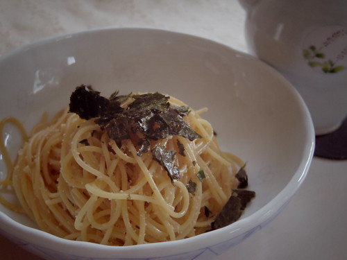 明太子とバター醤油のパスタ